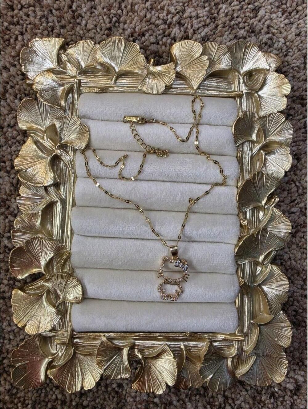 Hello Kitty Stainless Steel Copper Plated Metal Necklace with Rhinestone Pendant - Picture 1 of 4